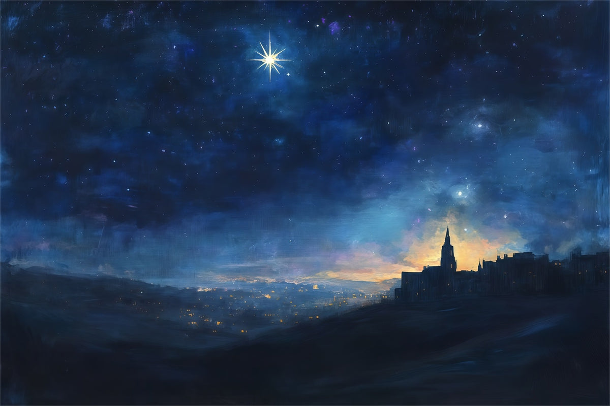 Nativity Scene Backdrop Starry Bethlehem Night Skyline Christmas Photo Backdrop Ideas RR610-58