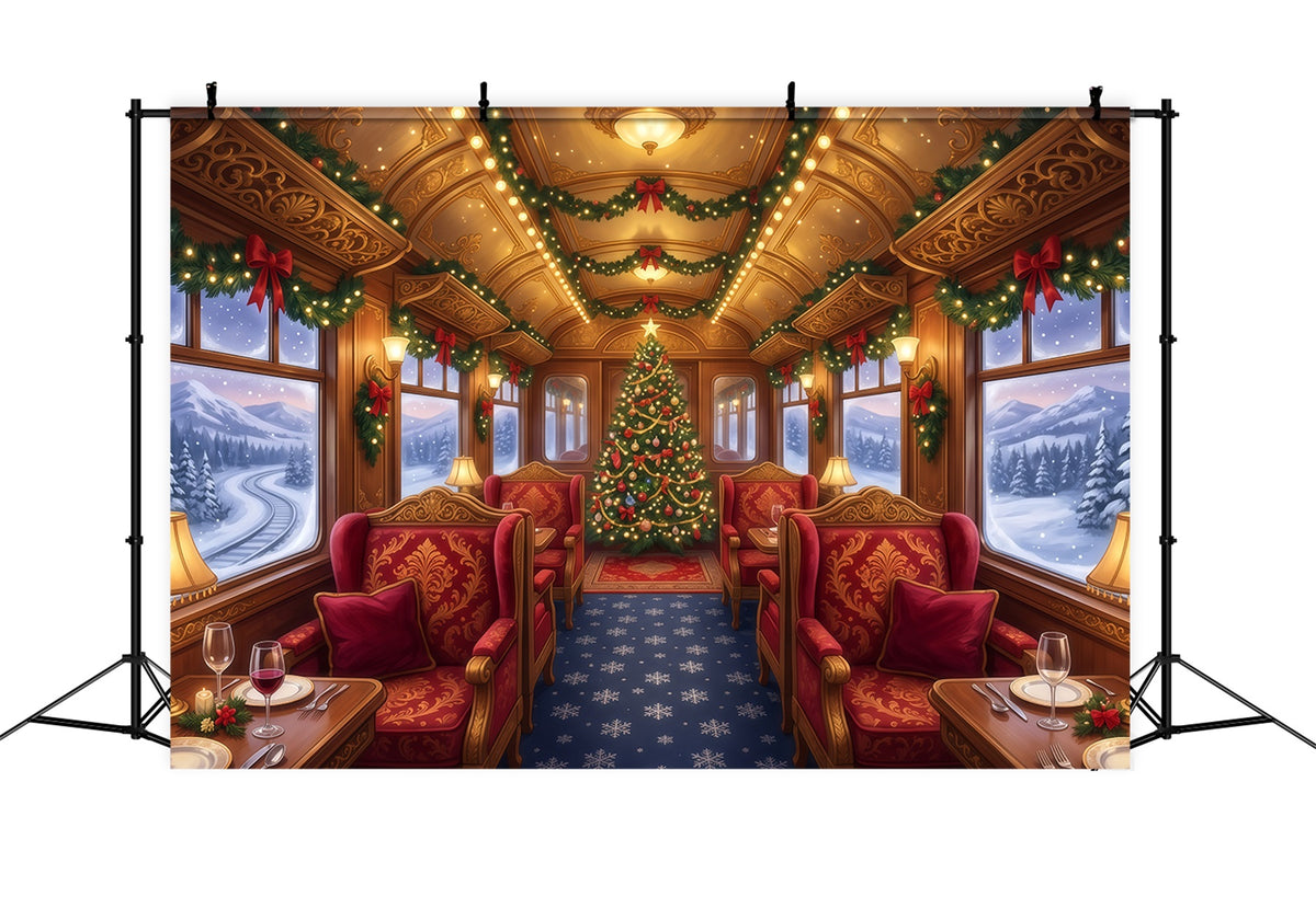 Christmas Backdrops for Photography Festive Train Carriage Christmas Photography Backdrop RR610-91
