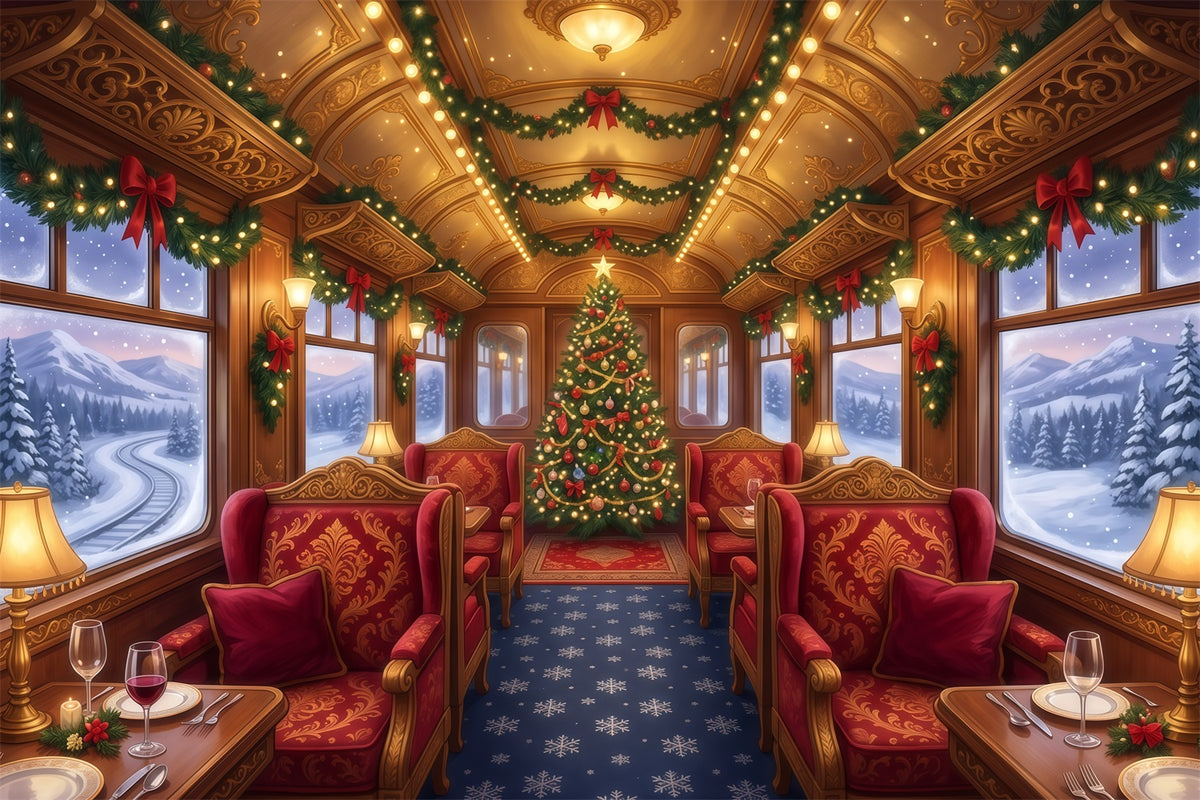 Christmas Backdrops for Photography Festive Train Carriage Christmas Photography Backdrop RR610-91