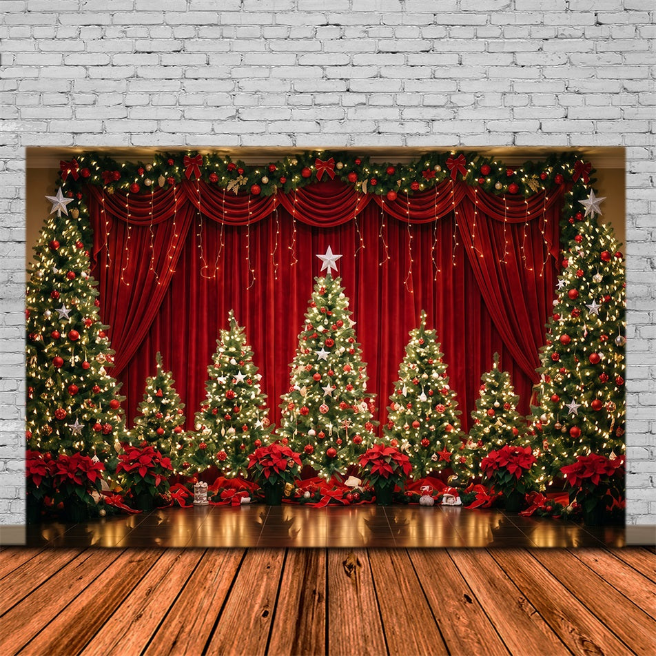 Christmas Backdrop for Photography Velvet Curtain Tree Display Christmas Stage Backdrops RR610-99
