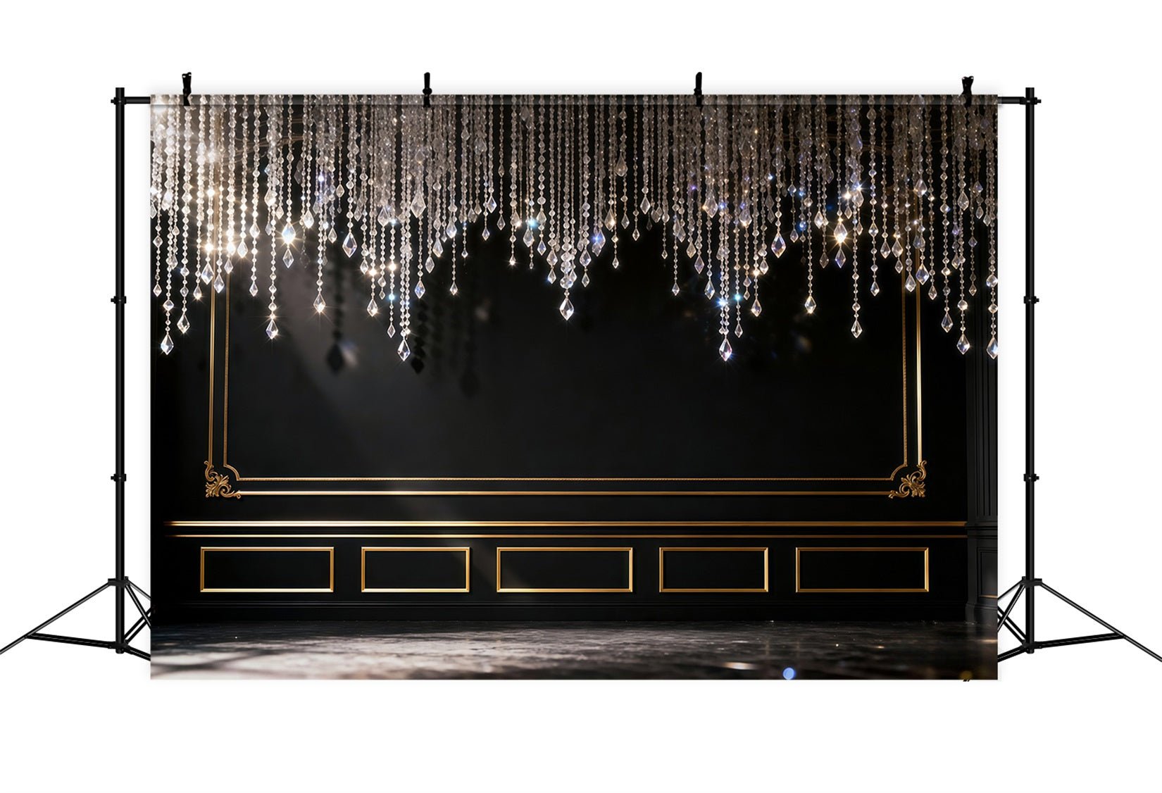 Boudoir Backdrop Black Gold Chandelier Elegance Vintage Backdrops For Photography RR62-100