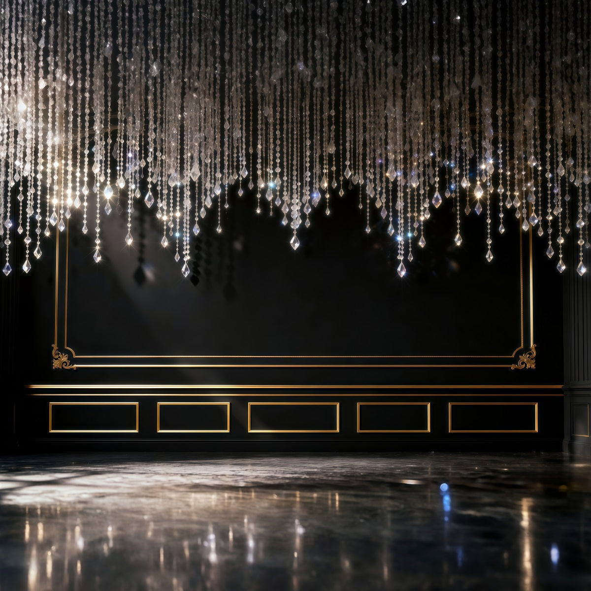 Boudoir Backdrop Black Gold Chandelier Elegance Vintage Backdrops For Photography RR62-100