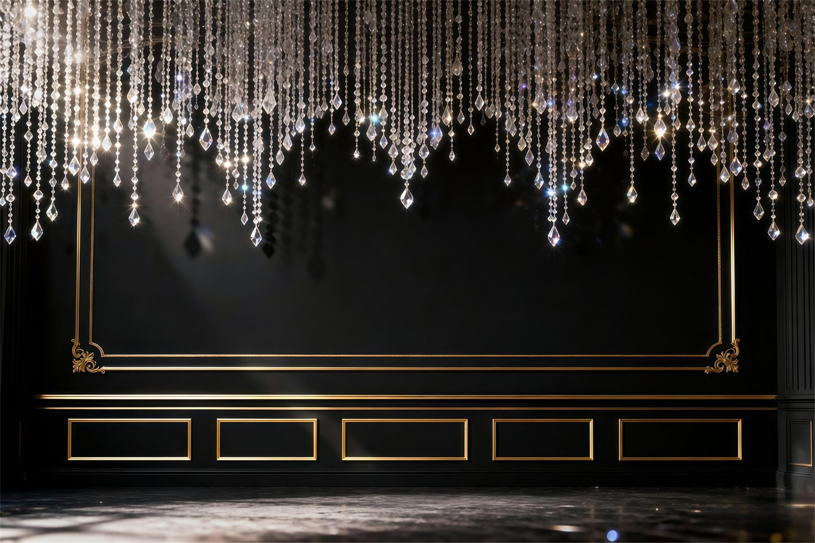 Boudoir Backdrop Black Gold Chandelier Elegance Vintage Backdrops For Photography RR62-100