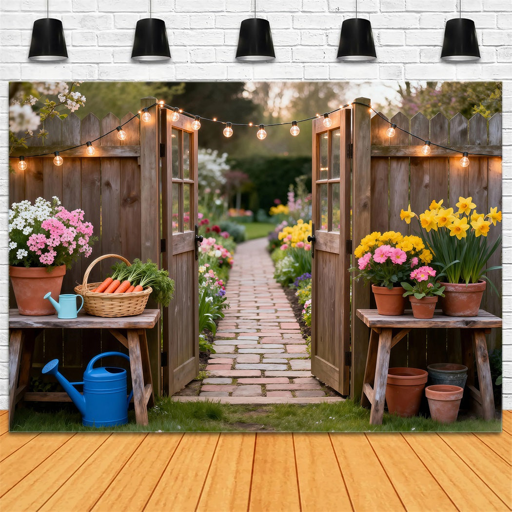 Spring Barn Backdrop String Light Garden Entry Floral Garden Backdrop RR62-30