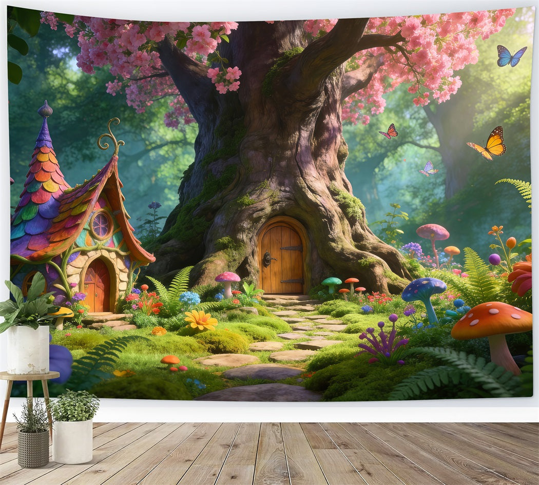 Cherry Blossom Backdrop Enchanted Pink Flower Tree Forest Spring Time Backdrop RR62-34