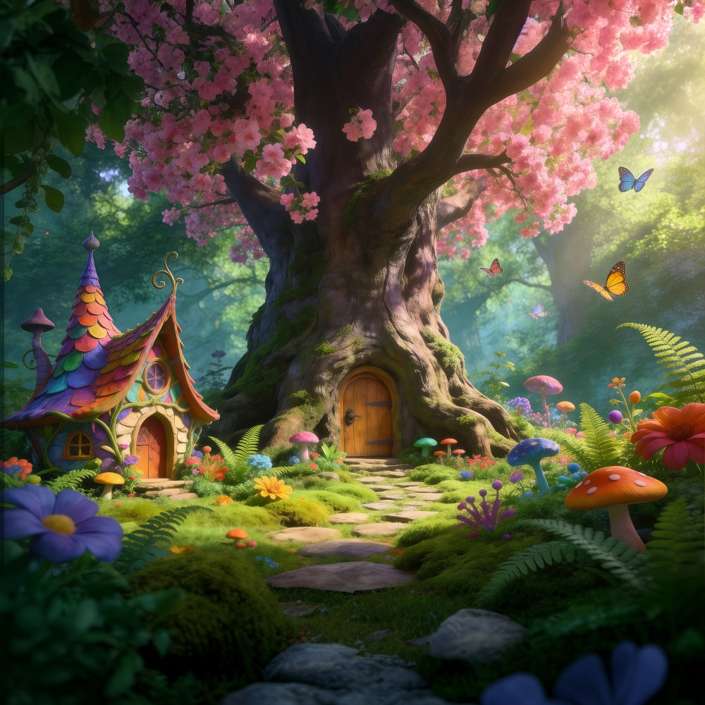 Cherry Blossom Backdrop Enchanted Pink Flower Tree Forest Spring Time Backdrop RR62-34