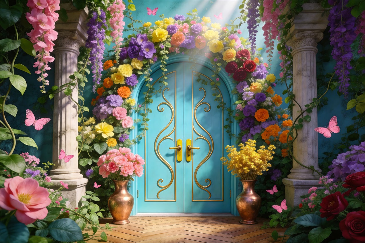 Garden Backdrop Floral Palace Doorway Elegance Spring Backdrop For Pictures RR62-36