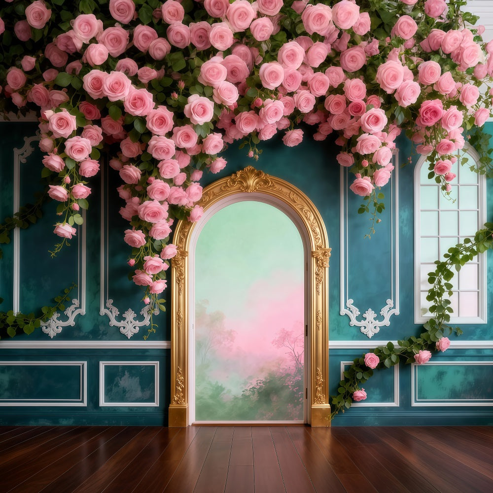 Hanging Vine Backdrop Rose Draped Palace Retro Wall Spring Photography Backdrops RR62-43