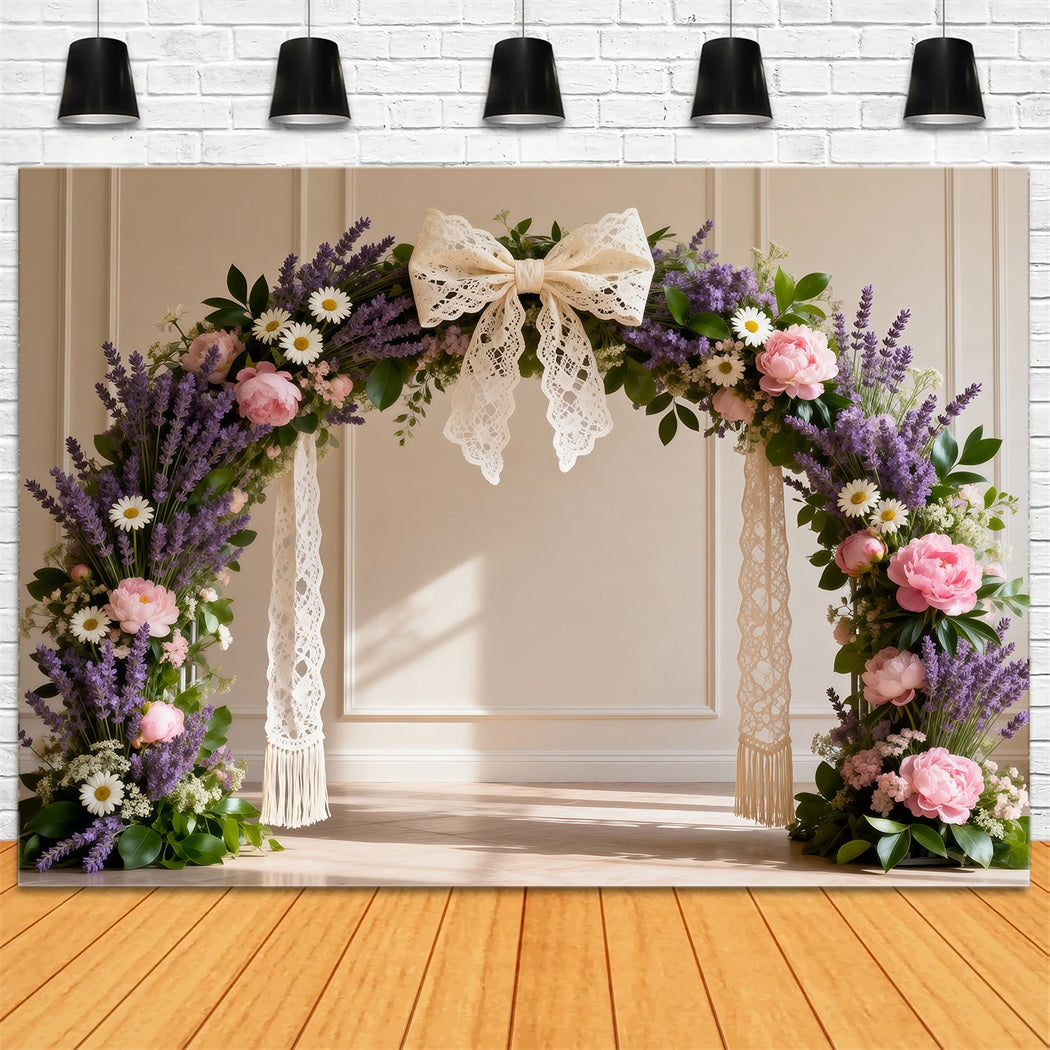 Daisy Backdrop Lavender Daisy Lace Bow Flower Arch Floral Garland Backdrop RR62-5