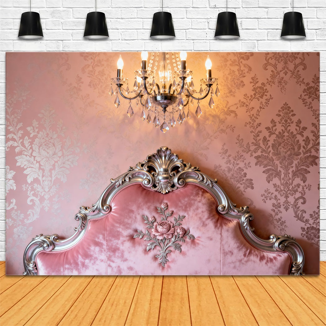 Boudoir Photography Backdrops Ornate Pink Damask Romance Headboard Backdrop RR62-53