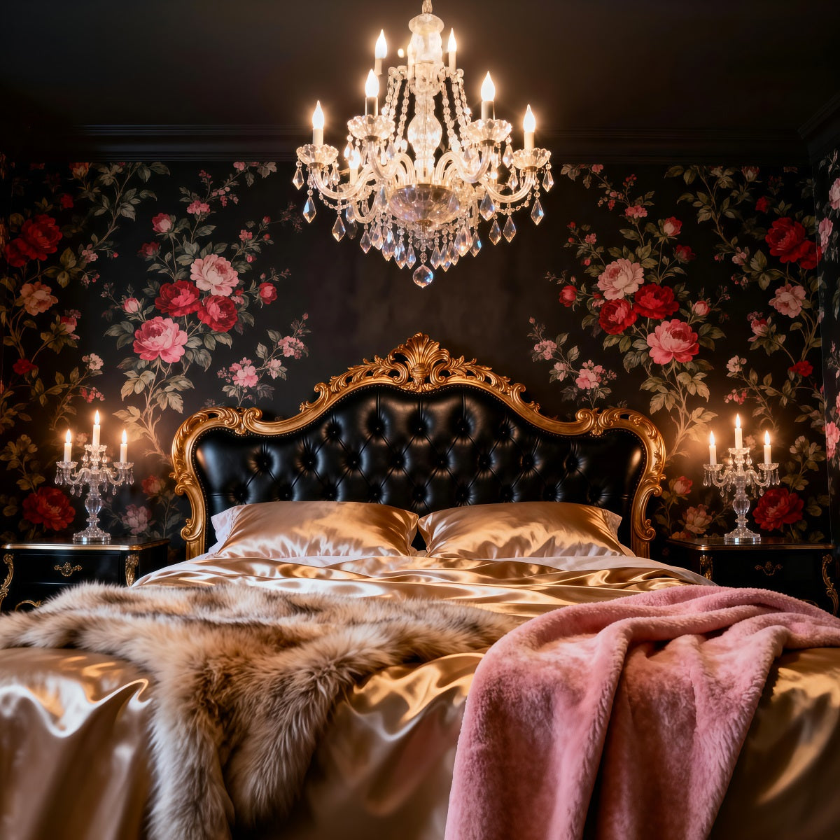 Boudoir Headboard Backdrop Dark Floral Chandelier Luxury Headboard Photo Backdrop RR62-57