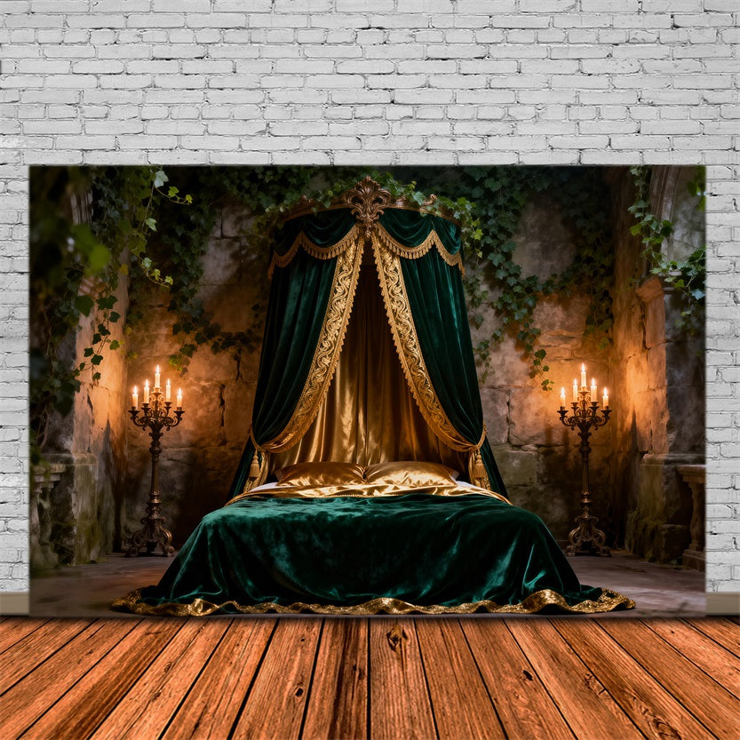 Backdrops for Boudoir Emerald Velvet Canopy Romance Headboard Backdrop Photography RR62-58