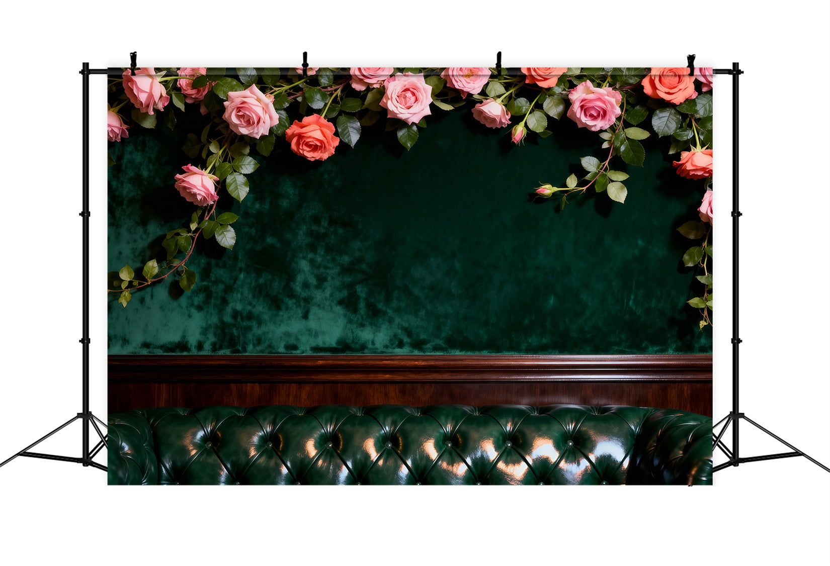 Boudoir Backdrop Emerald Velvet Floral Lounge Bed Headboard Backdrop RR62-60