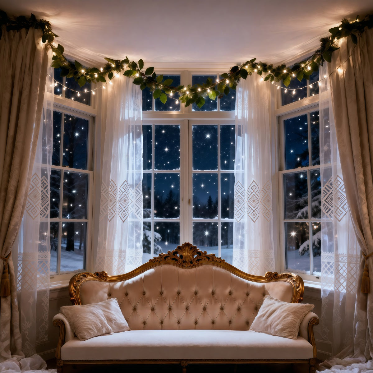 Boudoir Headboard Backdrop Starry Winter Window Glow Boudoir Backdrop Ideas RR62-61