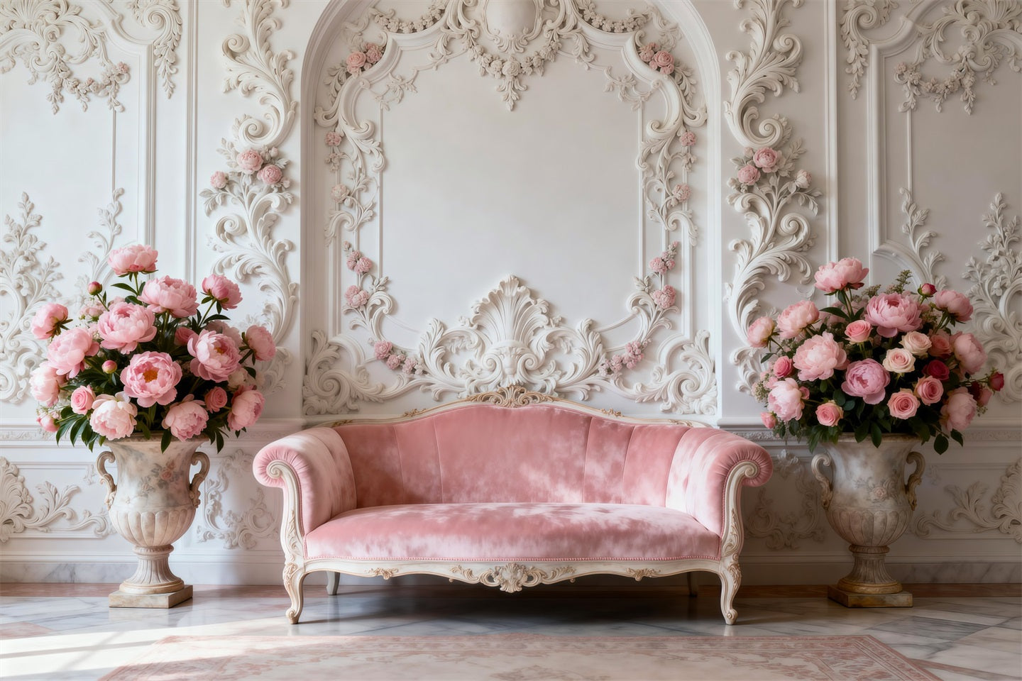 Boudoir Photo Backdrops Classic Ivory Rococo Lounge Vintage Wall Backdrop RR62-64