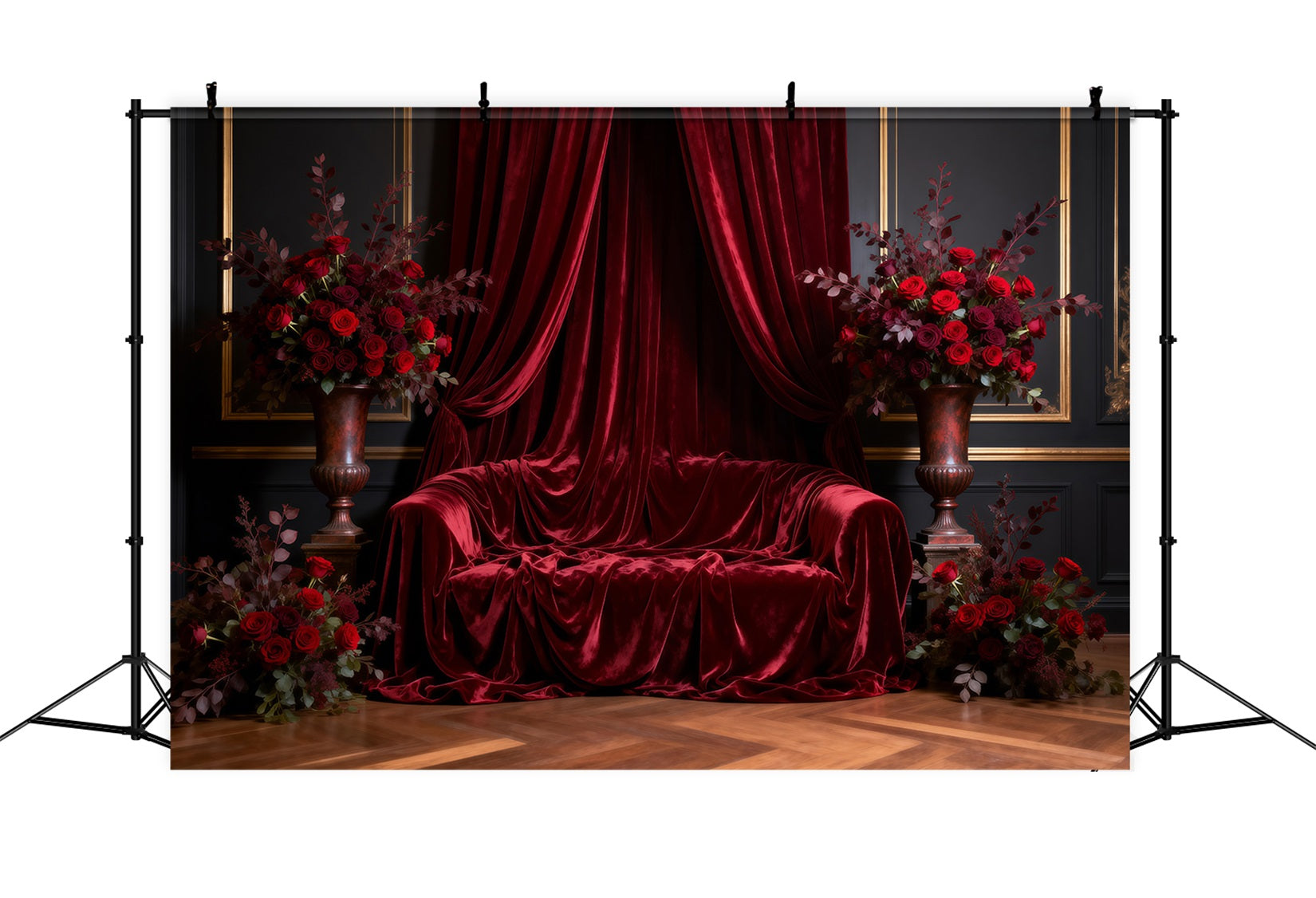 Backdrops for Boudoir Royal Red Draped Throne Classic Photo Backdrop RR62-66