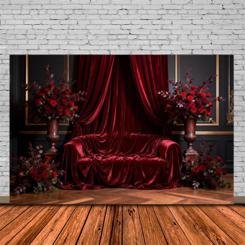 Backdrops for Boudoir Royal Red Draped Throne Classic Photo Backdrop RR62-66