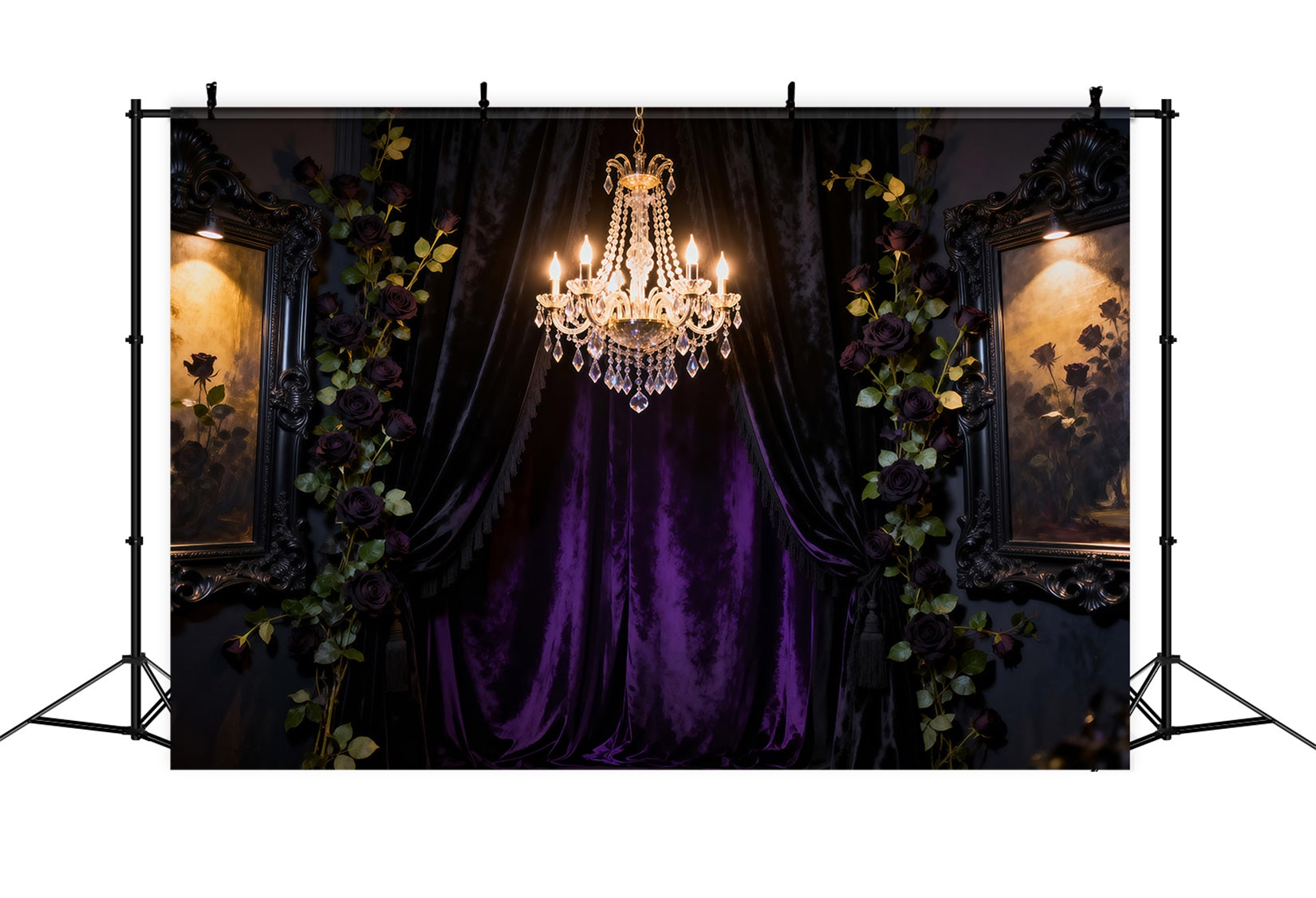 Boudoir Backdrop Ideas Dark Romance Crystal Curtain Antique Photo Backdrop RR62-70