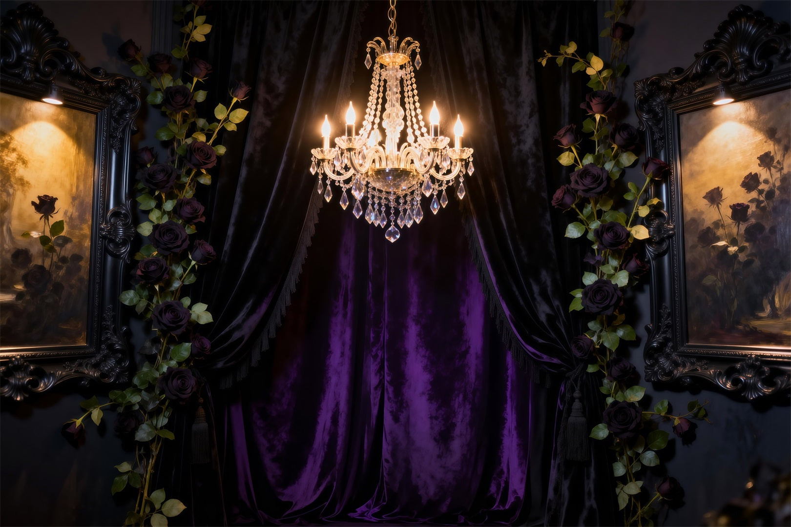 Boudoir Backdrop Ideas Dark Romance Crystal Curtain Antique Photo Backdrop RR62-70