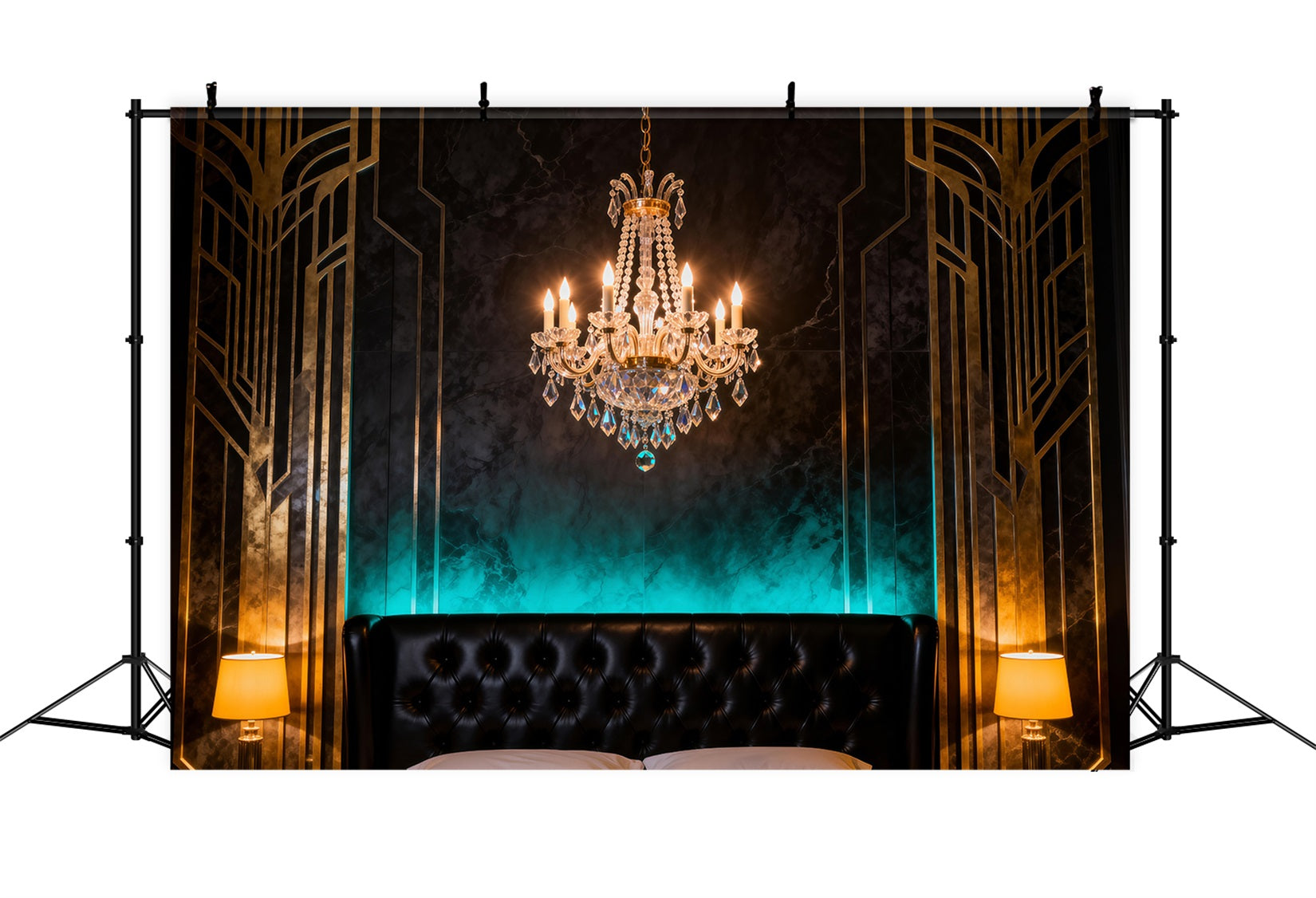 Boudoir Headboard Backdrop Art Emerald Chandelier Bedroom Classic Photo Backdrop RR62-74