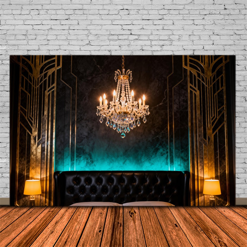Boudoir Headboard Backdrop Art Emerald Chandelier Bedroom Classic Photo Backdrop RR62-74