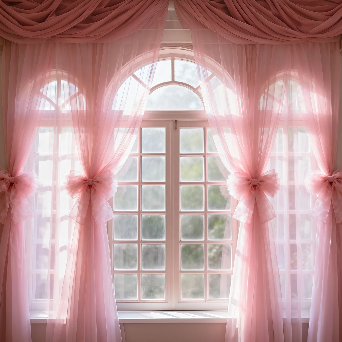 Boudoir Photo Backdrops Blush Sheer Bow Windowlight Backdrops for Boudoir RR62-80