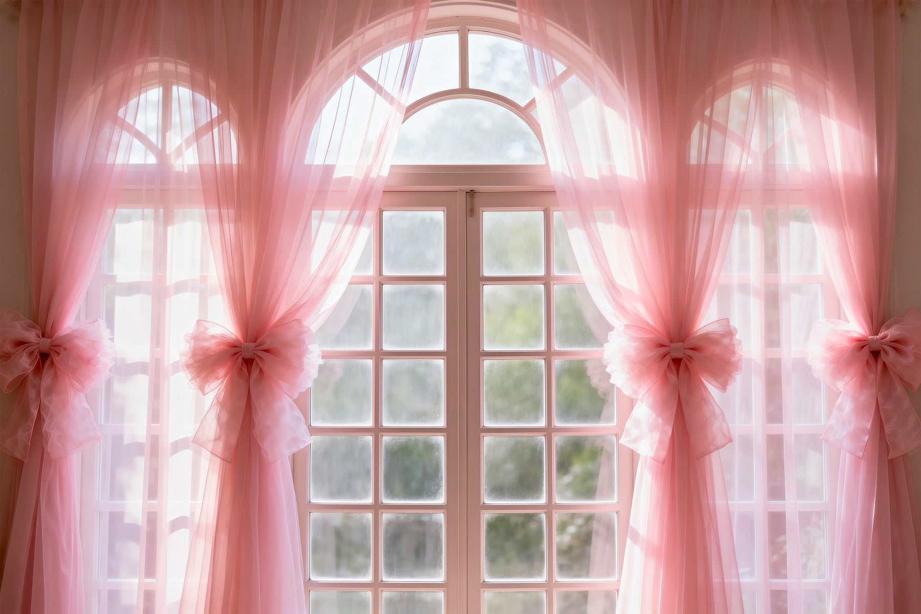 Boudoir Photo Backdrops Blush Sheer Bow Windowlight Backdrops for Boudoir RR62-80