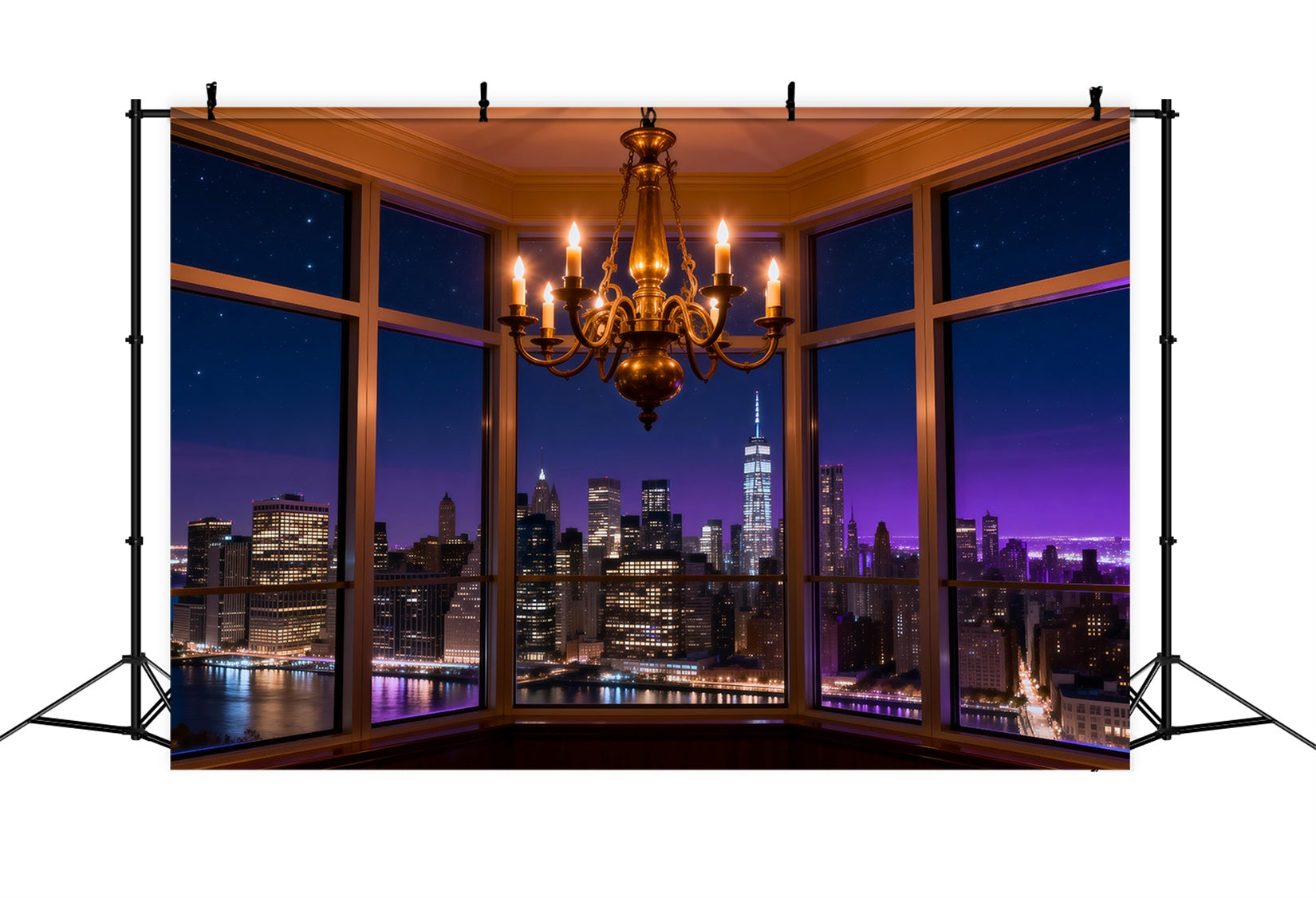 Boudoir Backdrops Midnight Skyline Candle Chandelier Boudoir Backdrop Ideas RR62-81