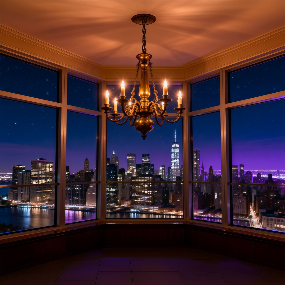 Boudoir Backdrops Midnight Skyline Candle Chandelier Boudoir Backdrop Ideas RR62-81