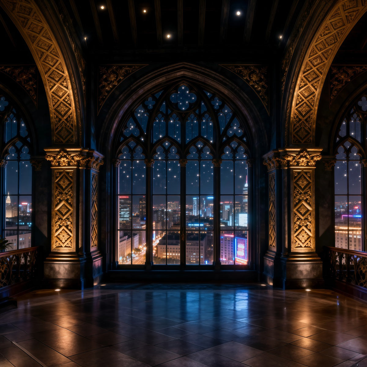 Boudoir Backdrops Gothic Citylight Cathedral Window Backdrops for Boudoir RR62-83