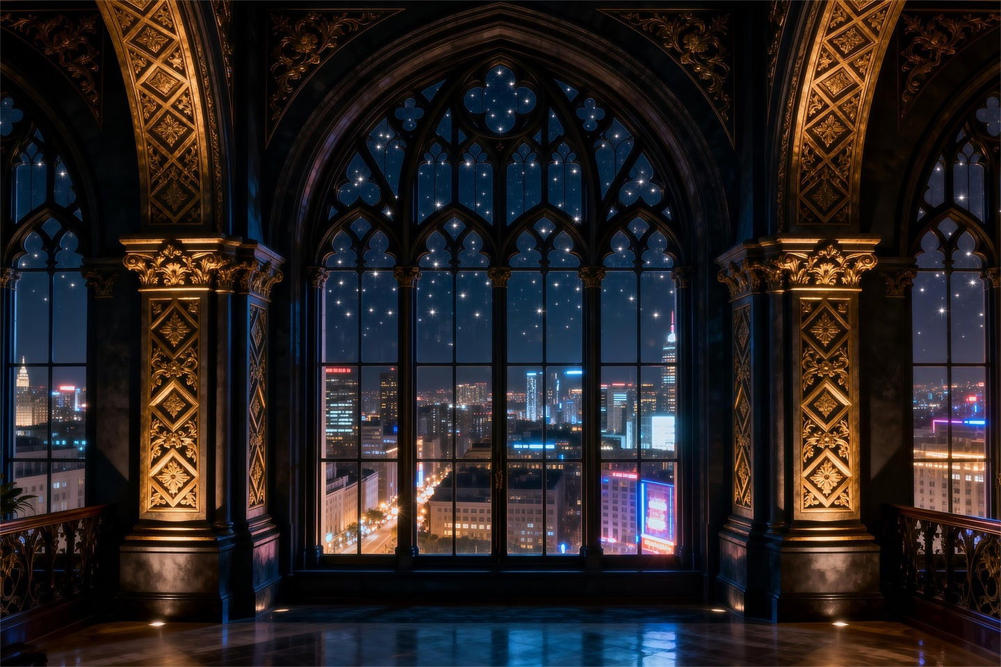 Boudoir Backdrops Gothic Citylight Cathedral Window Backdrops for Boudoir RR62-83