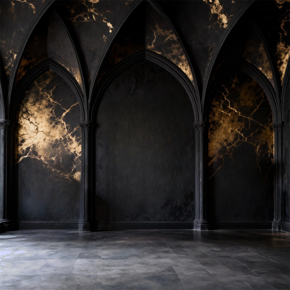 Boudoir Backdrop Ideas Black Marble Gold Vein Arches Vintage Wall Backdrop RR62-84