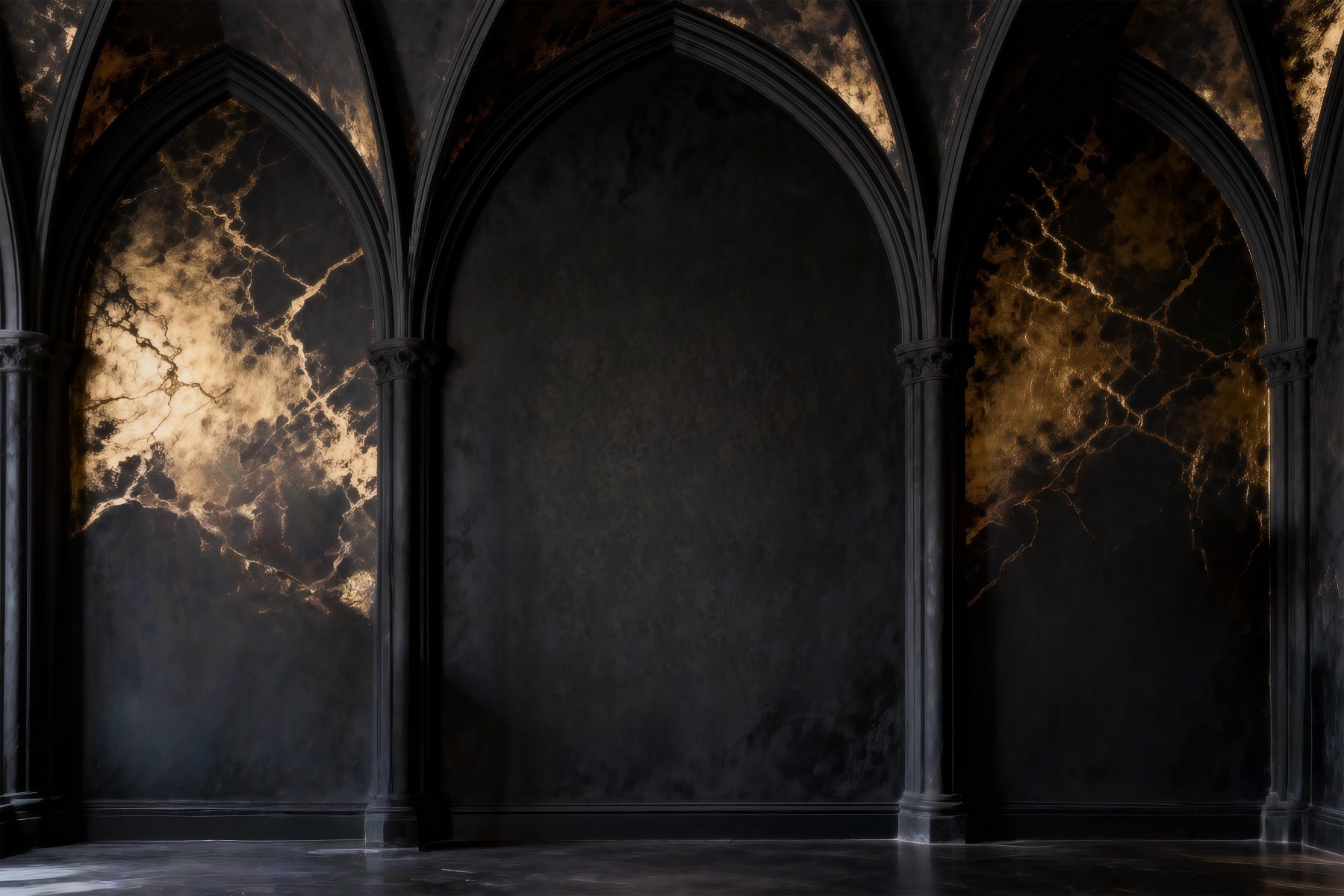 Boudoir Backdrop Ideas Black Marble Gold Vein Arches Vintage Wall Backdrop RR62-84