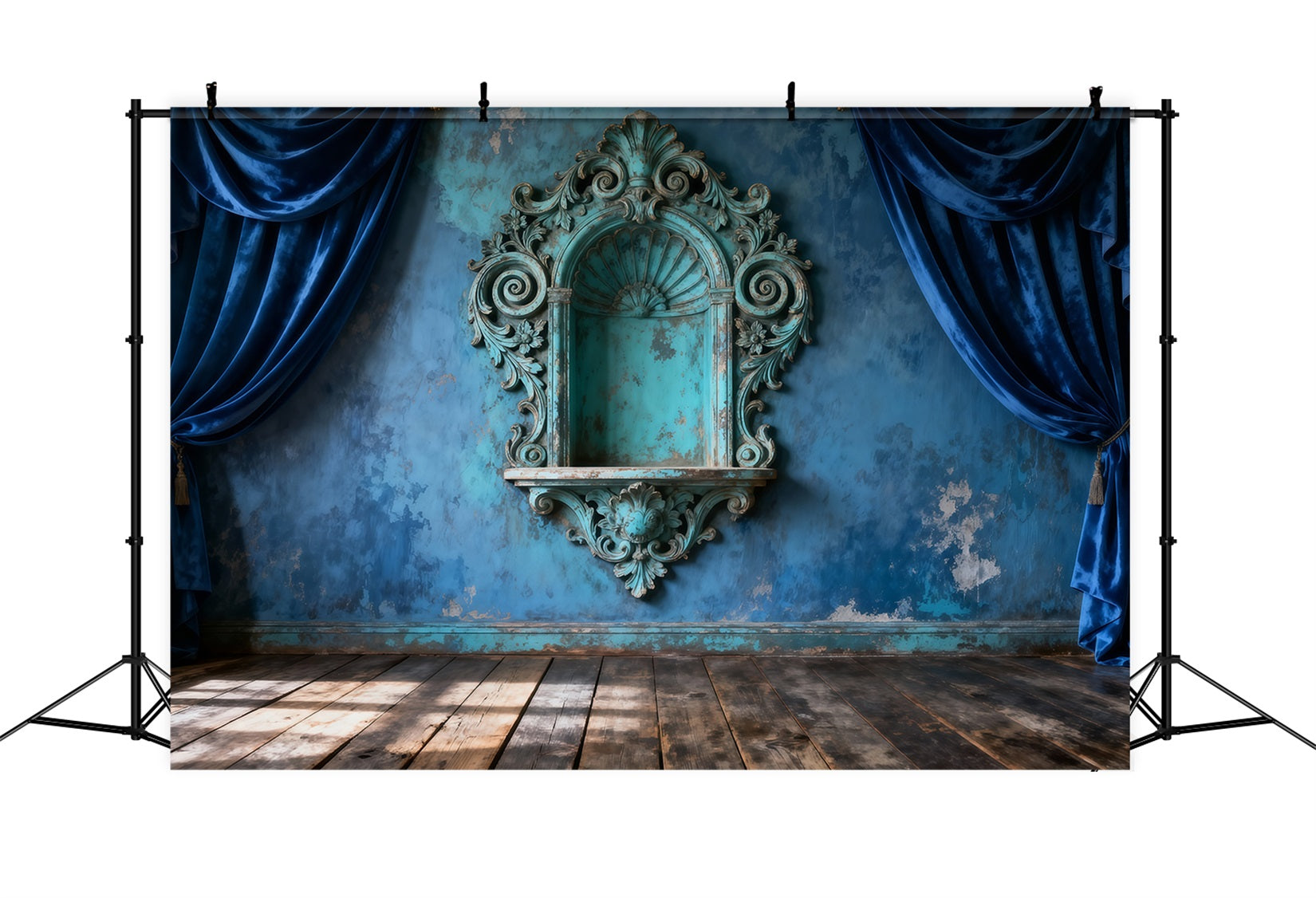 Backdrops For Boudoir Photography Antique Teal Baroque Wall Drapery Antique Backdrop RR62-87