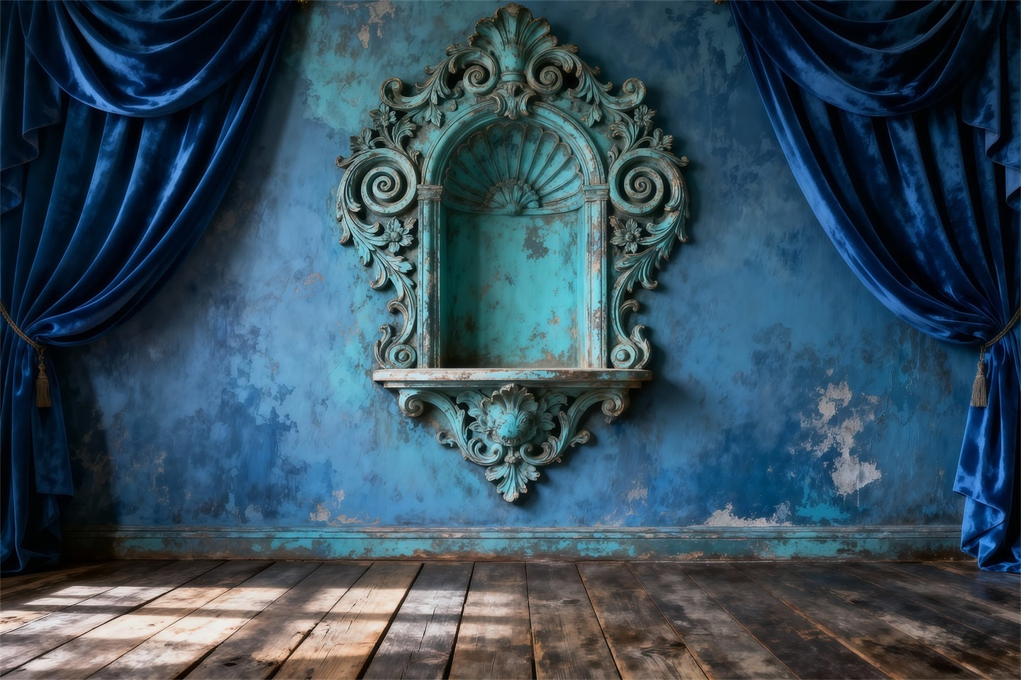 Backdrops For Boudoir Photography Antique Teal Baroque Wall Drapery Antique Backdrop RR62-87
