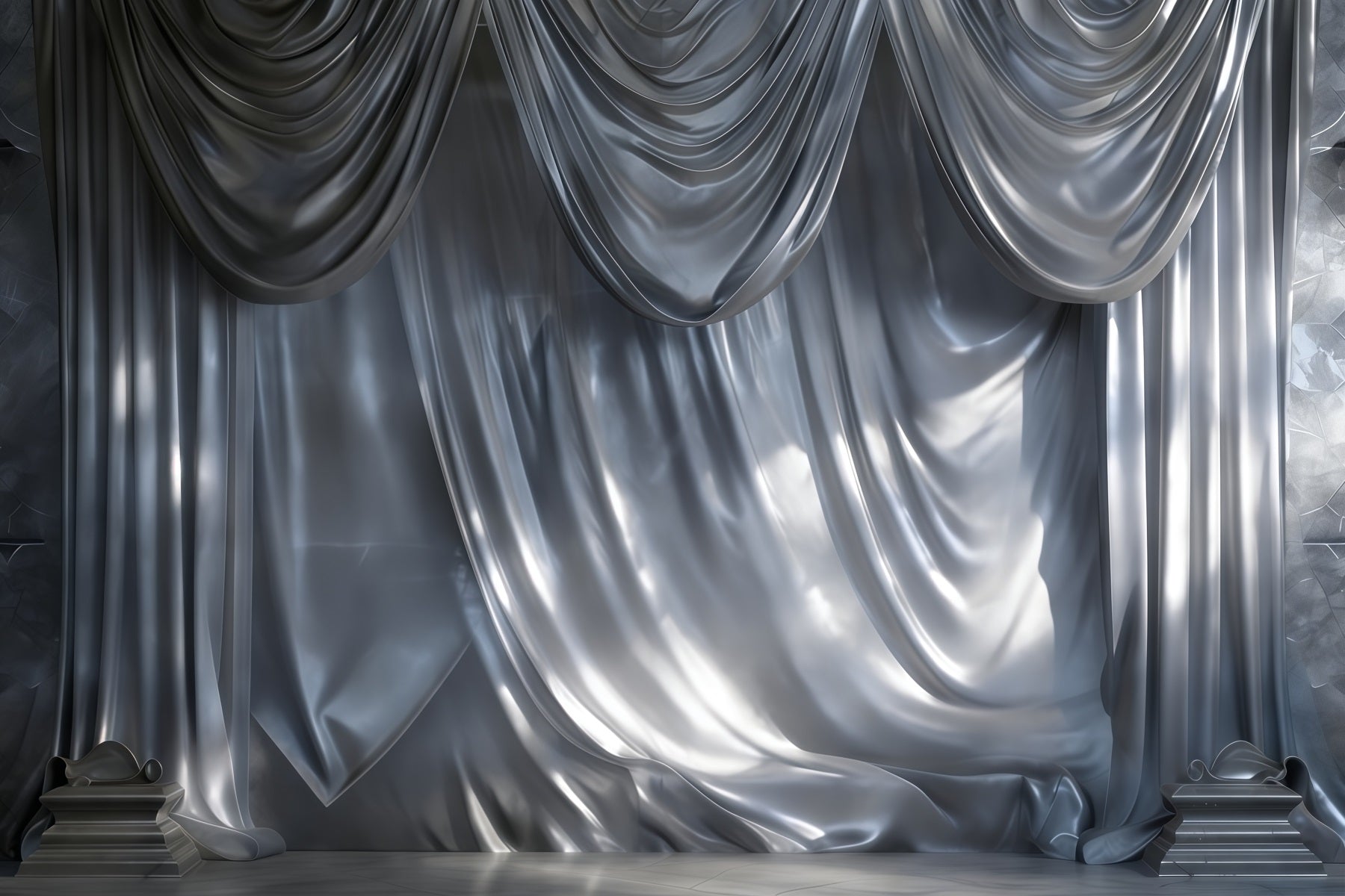 Boudoir Backdrop Ideas Silver Satin Cascading Drapery Retro Photo Backdrop RR62-94