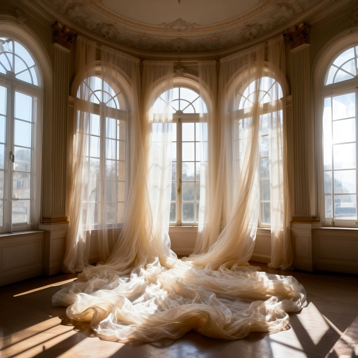 Backdrops For Boudoir Photography Sunlit Sheer Palace Windows Classic Backdrop RR62-95