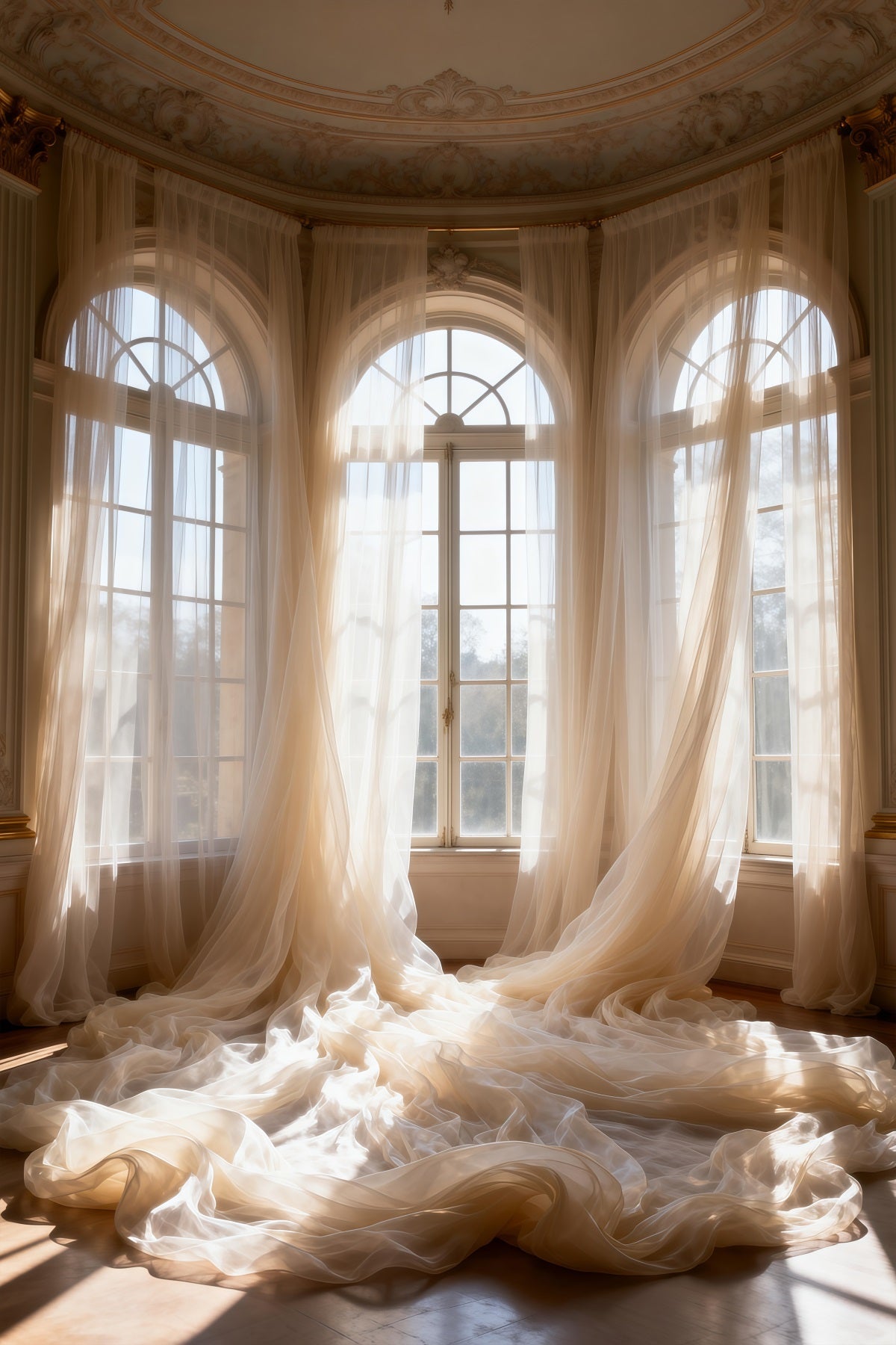 Backdrops For Boudoir Photography Sunlit Sheer Palace Windows Classic Backdrop RR62-95