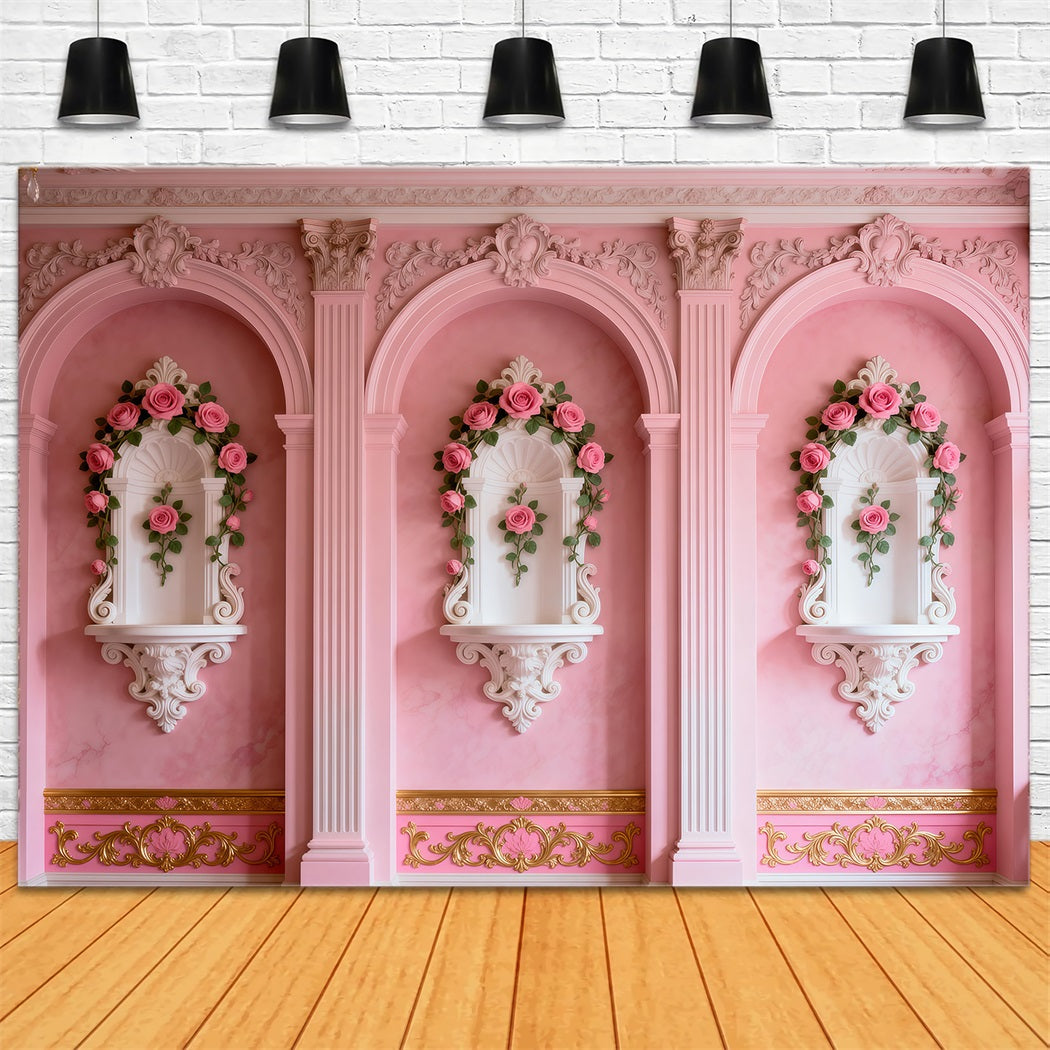 Boudoir Photography Backdrops Blush Rose Alcove Arches Vintage Wall Backdrop RR62-97