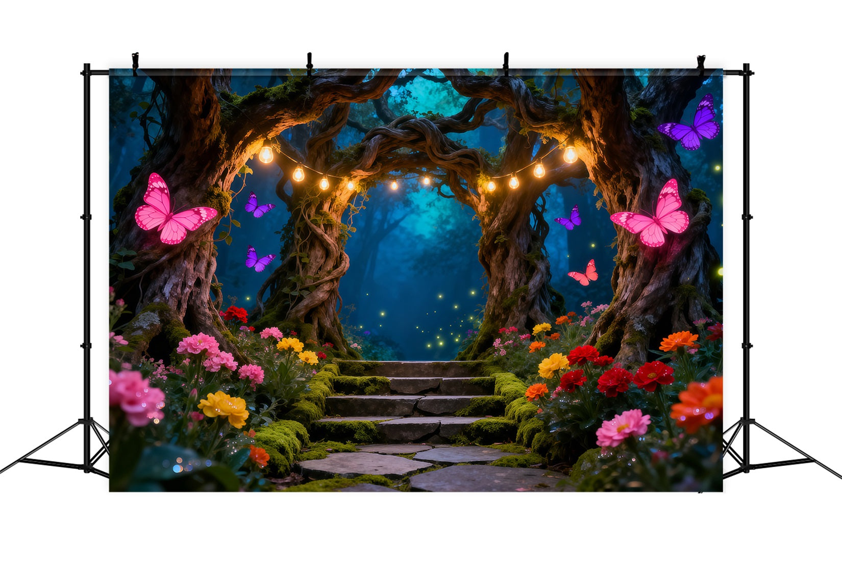 Enchanted Forest Backdrop Ideas Butterfly Lights Twisted Tree Arch Photography Forest Backdrop RR63-131