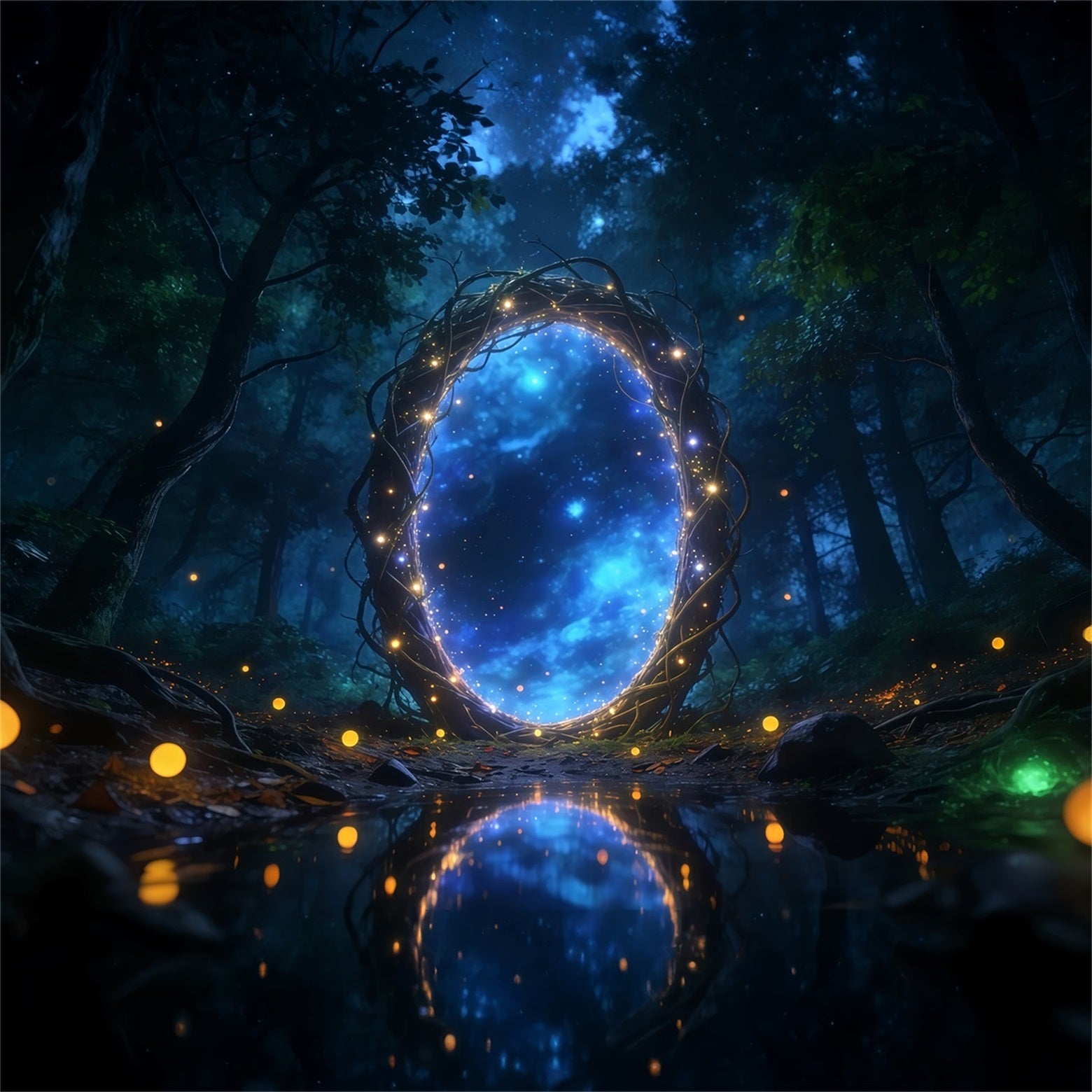 Forest Backdrop Ideas Mystic Light Portal Starry Reflection Pool Forest Photo Backdrop RR63-162