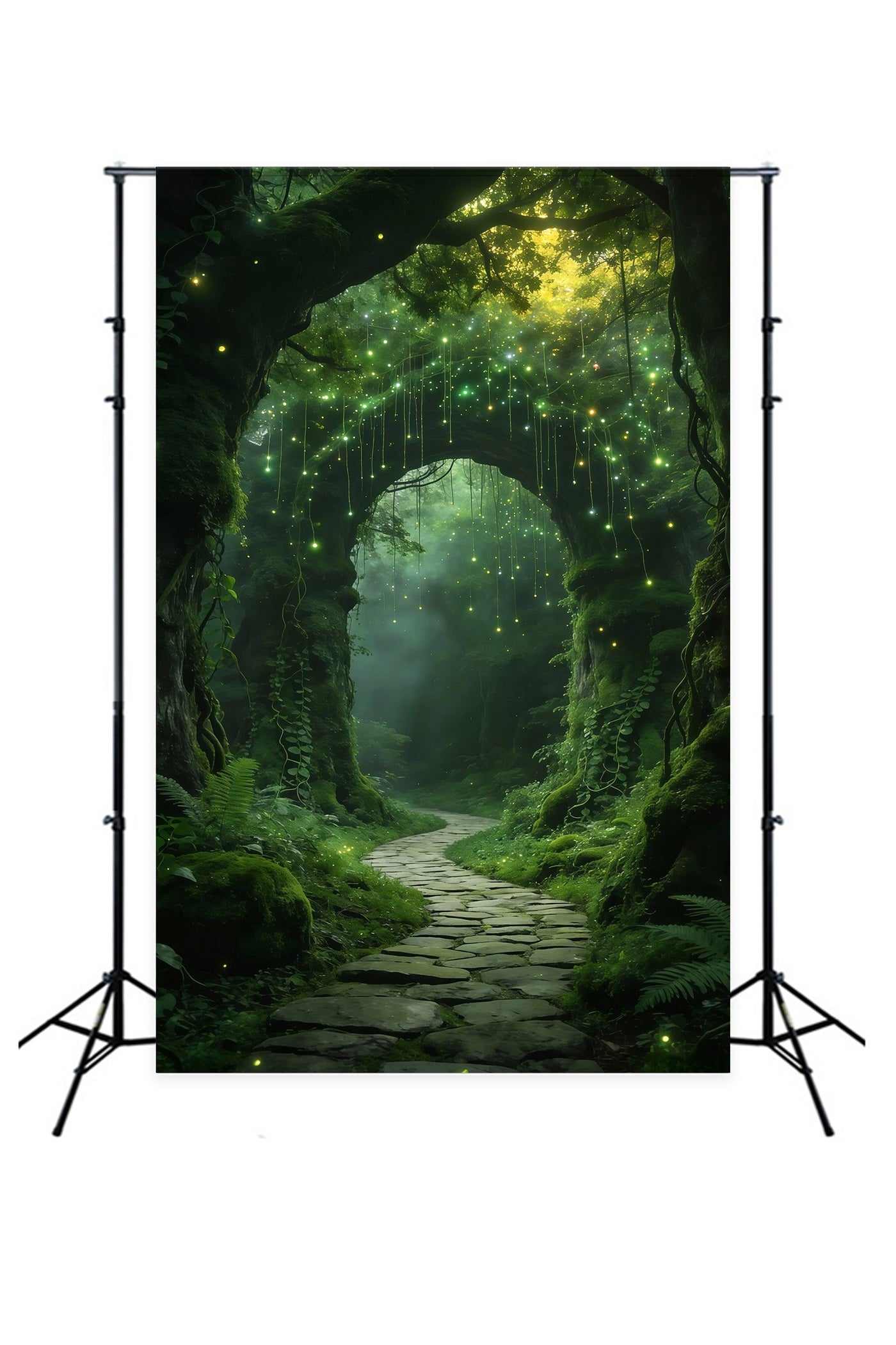 Forest Photo Booth Backdrop Glowing Vine Arch Enchanted Path Rainforest Backdrop RR63-170