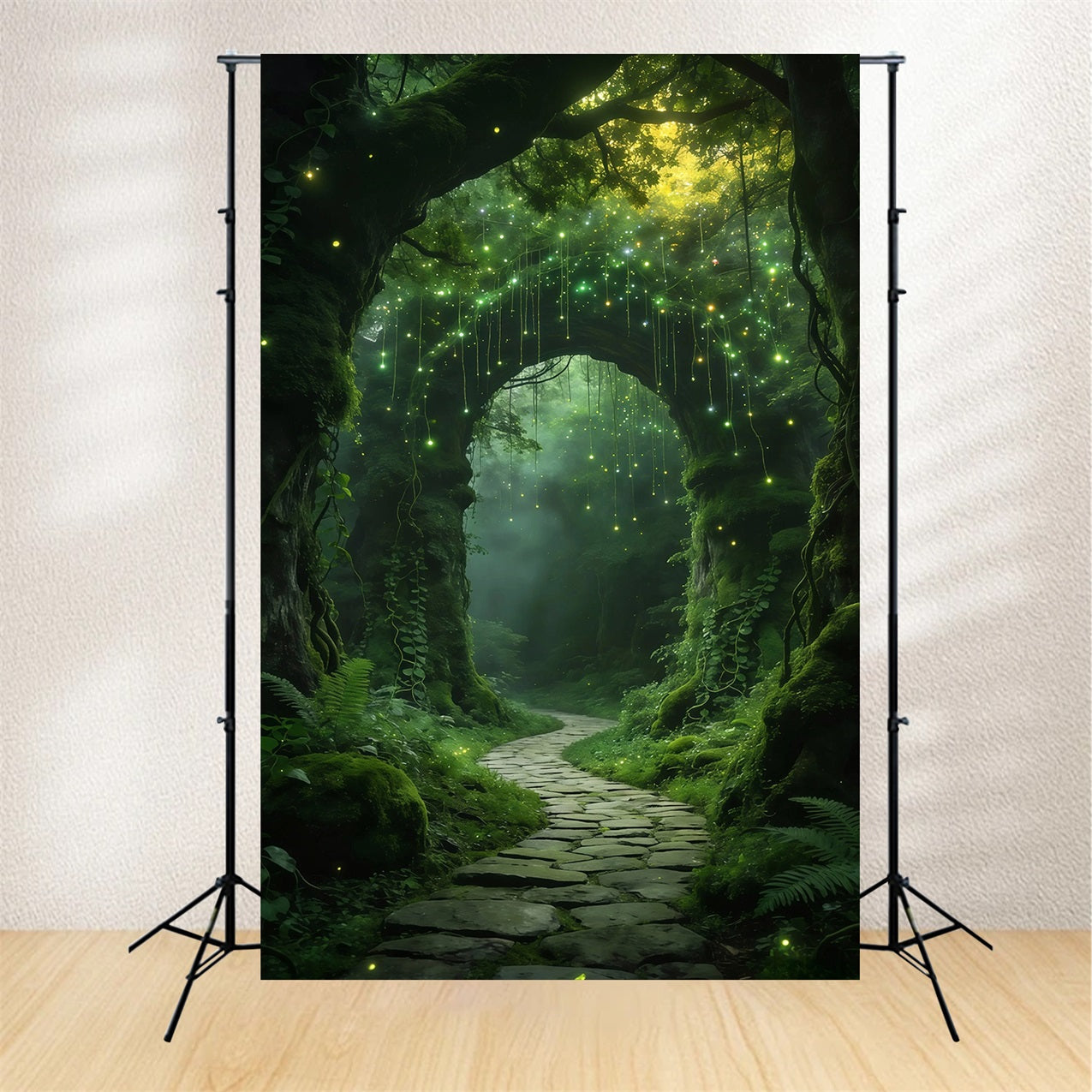 Forest Photo Booth Backdrop Glowing Vine Arch Enchanted Path Rainforest Backdrop RR63-170