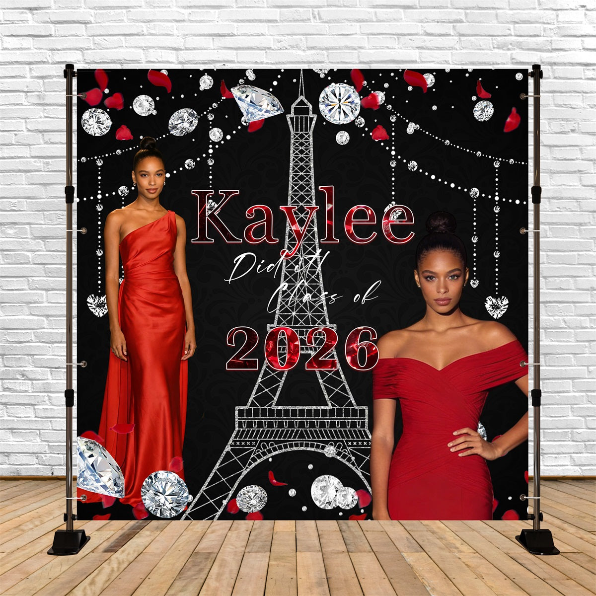 Graduation Party Backdrop Ideas Paris Tower Diamonds Customized Prom Backdrop RR63-18