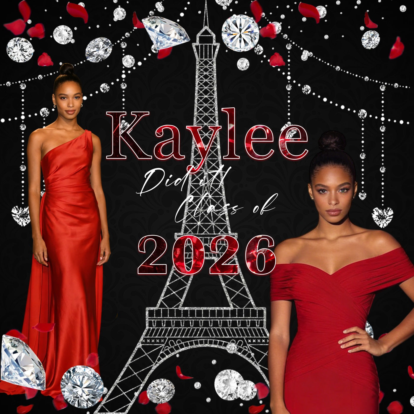 Graduation Party Backdrop Ideas Paris Tower Diamonds Customized Prom Backdrop RR63-18