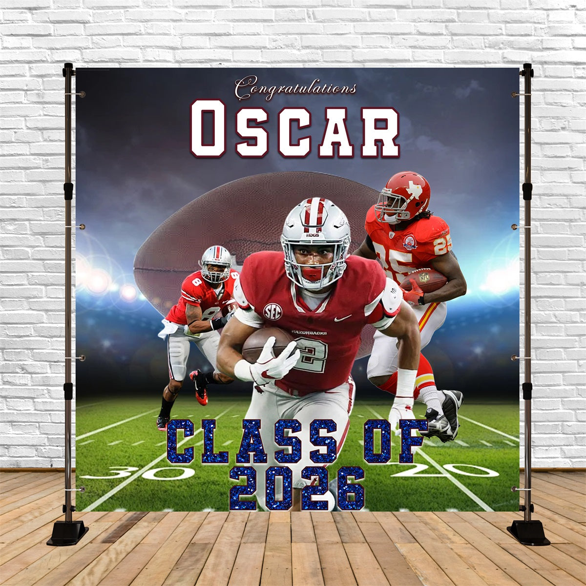 Sports Graduation Backdrop Football Victory Moment Custom Graduation Backdrops RR63-35