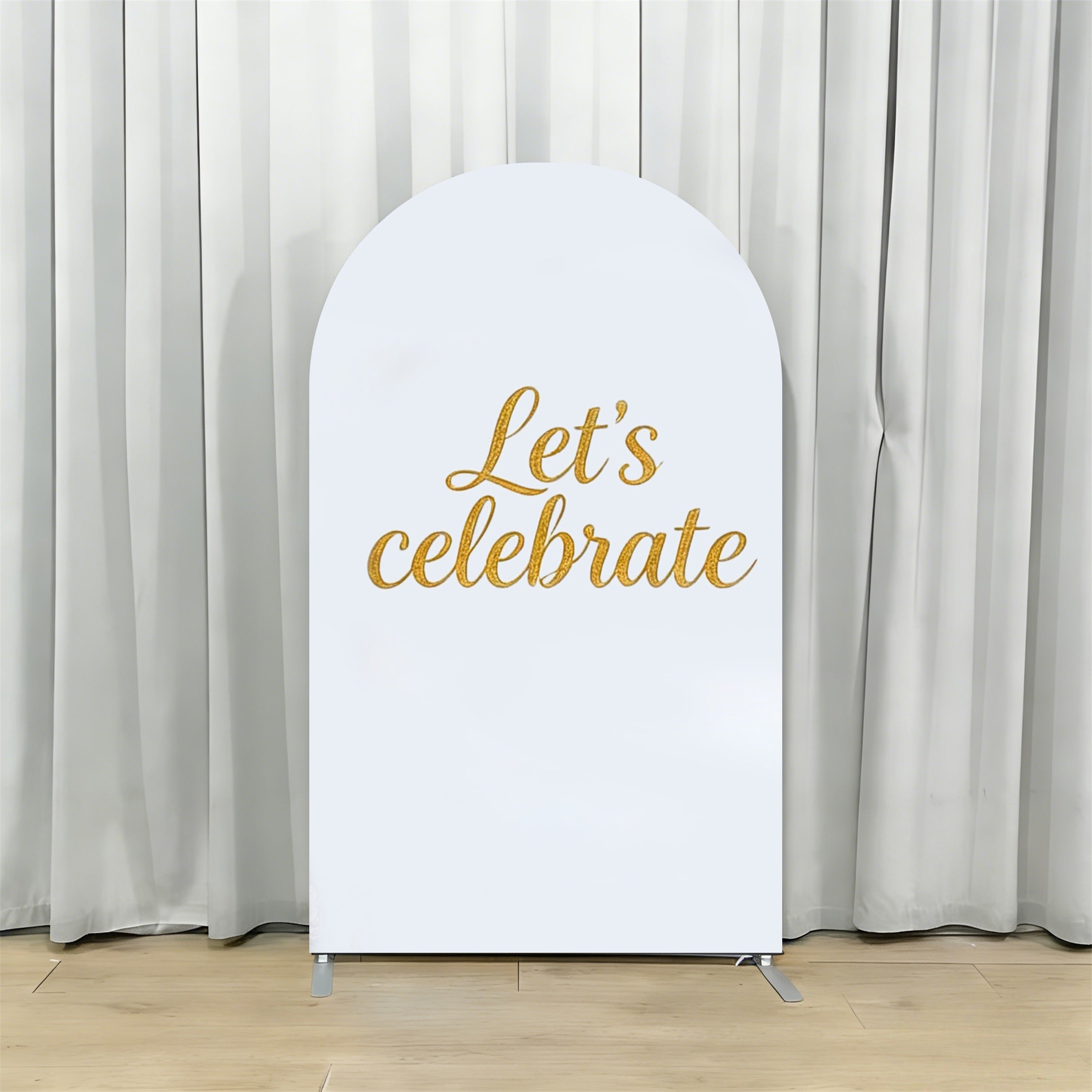 Modern Graduation Arch Backdrop White Gold Glitter Accent Minimalist Graduation Arch Backdrop RR64-11