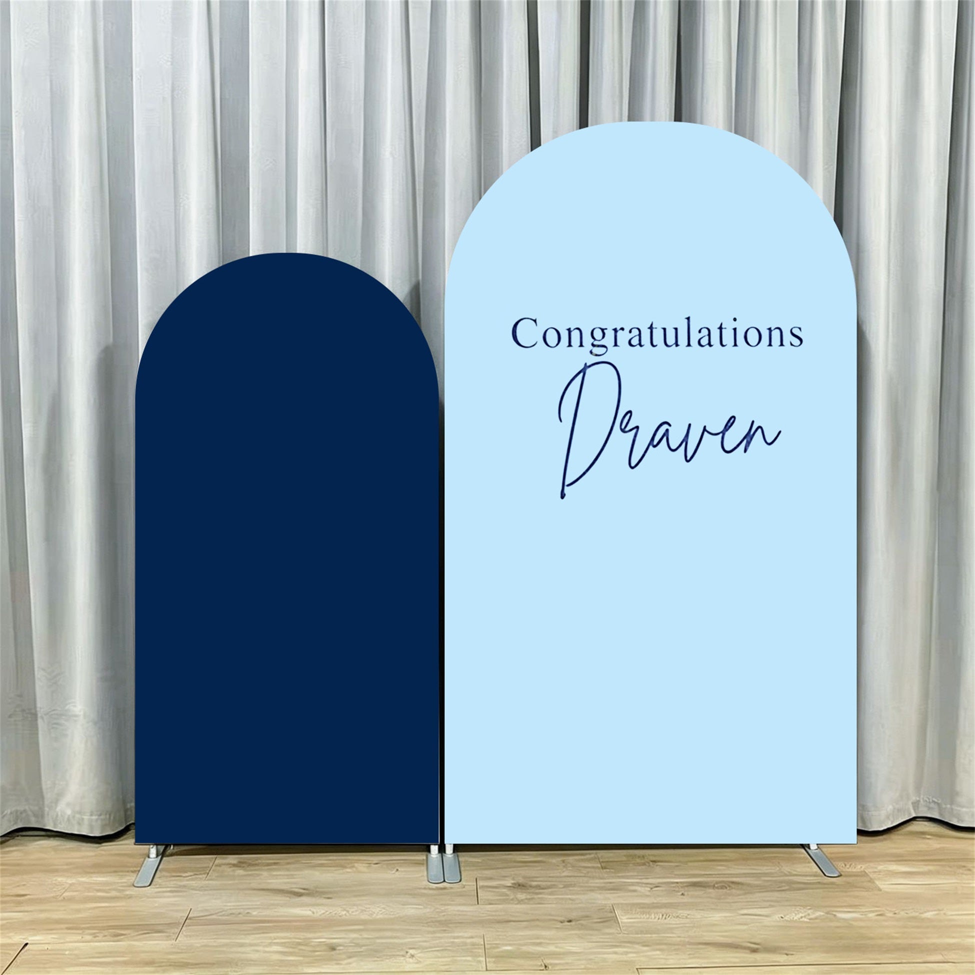 Arched Wall Graduation Backdrop Navy Light Blue Draven Dual Arch Arched Wall Backdrop Graduation RR64-13