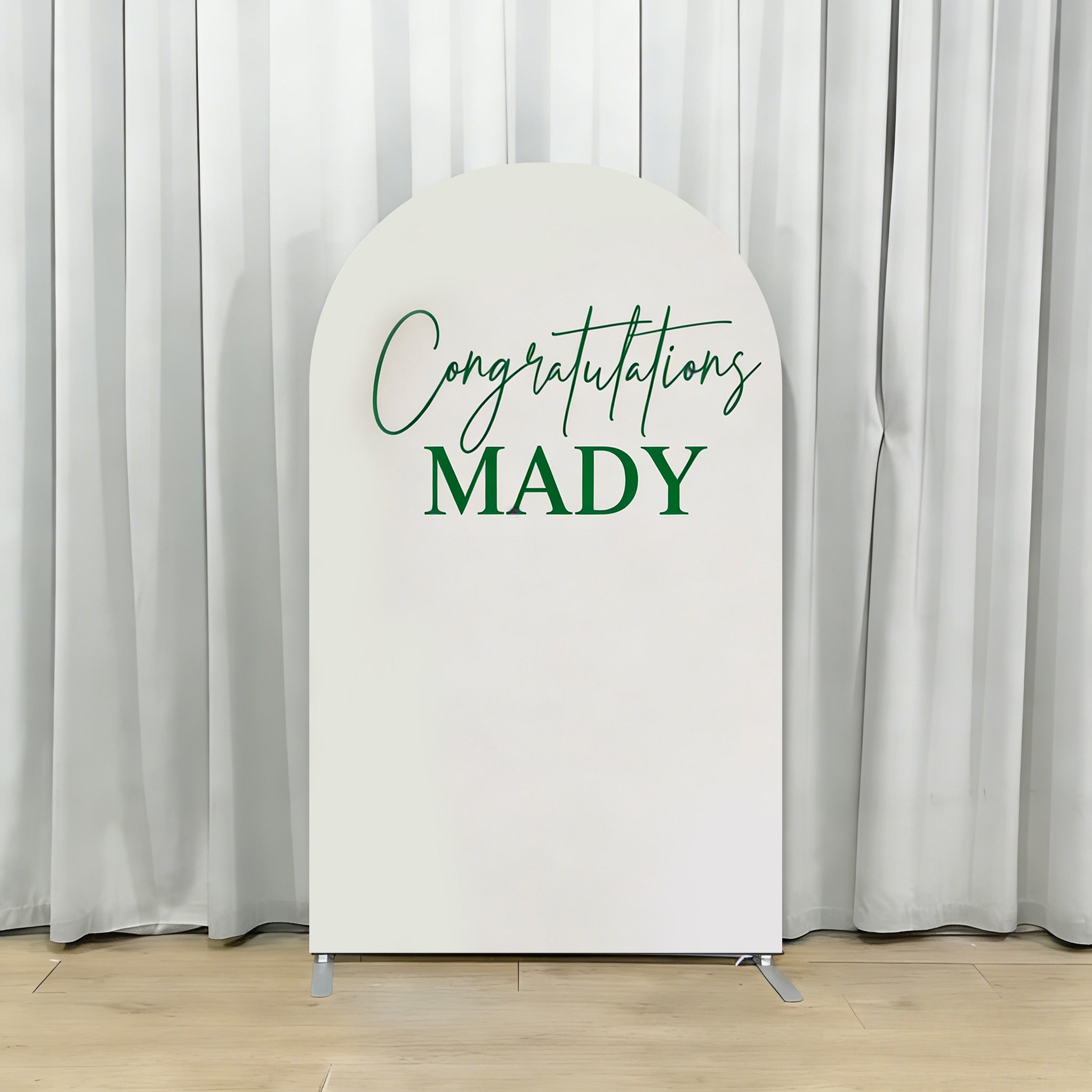 High School Graduation Arch Backdrop White Green Modern Script Senior Arch Backdrop RR64-7
