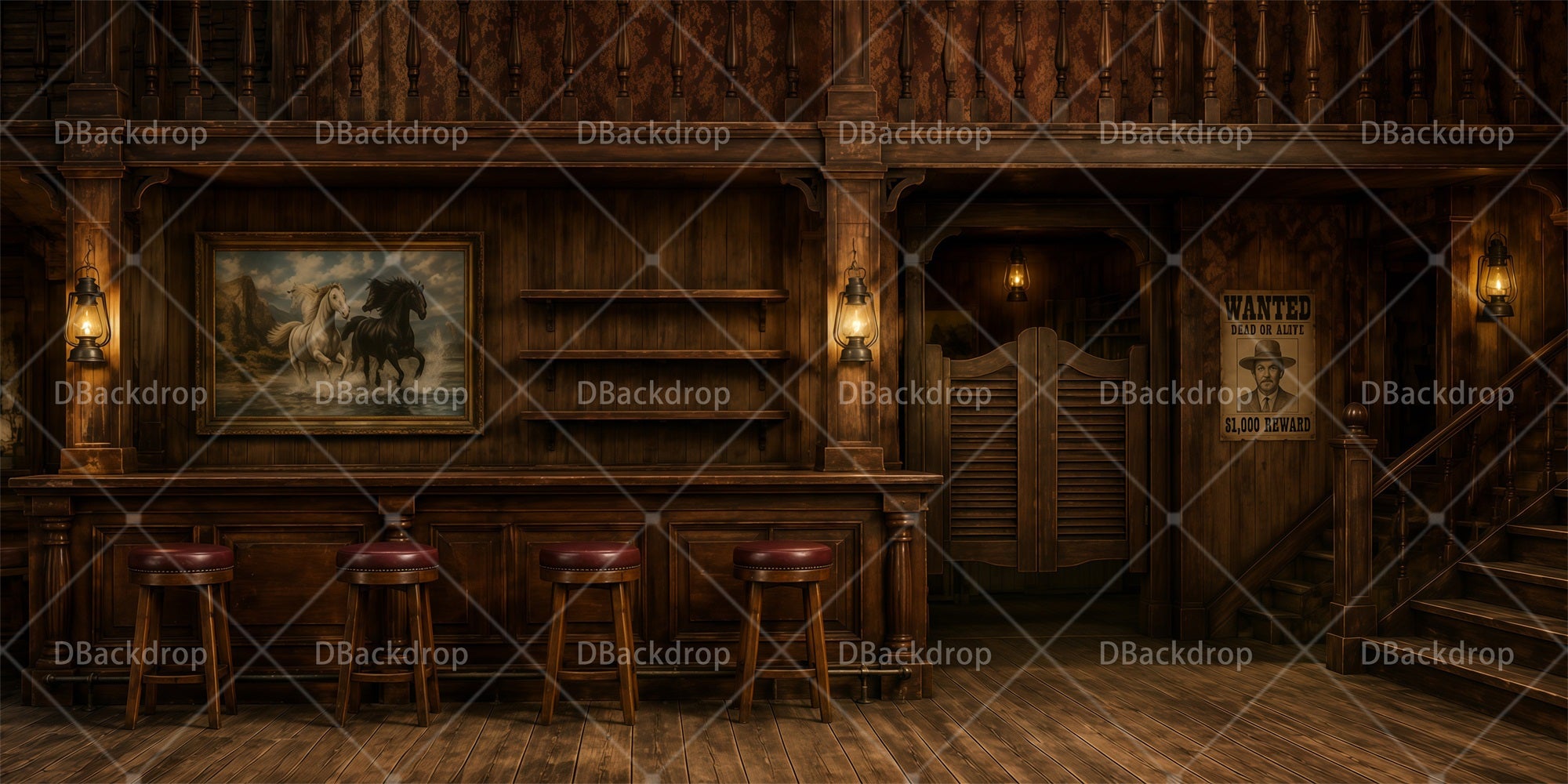 Saloon Backdrop Rustic Bar Interior VBS Backdrops RR65-T1